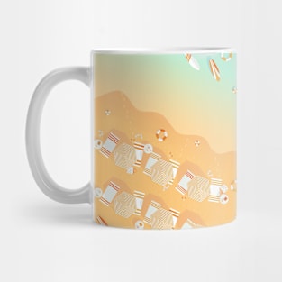 Beach, top view, summer accessories illustration Mug